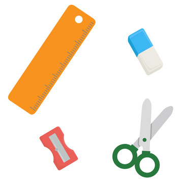 开学季学习用品文具免抠矢量元素