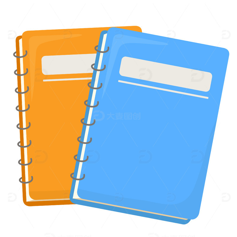 源文件下载【趣麦麦图】开学季学习用品两本笔记本免抠元素