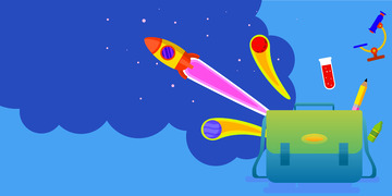 开学季书包插画背景