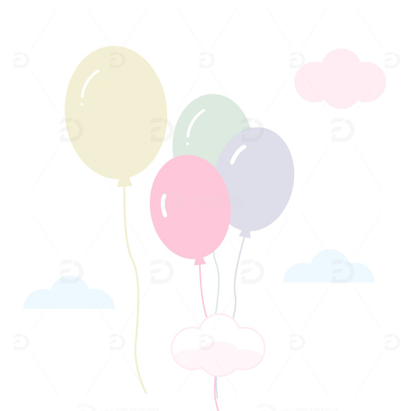 源文件下载【趣麦麦图】莫兰迪开学季气球云朵温柔卡通节日装饰元素