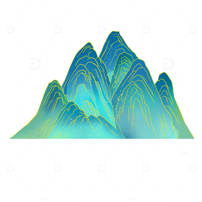 源文件下载【趣麦麦图】手绘国潮山水山脉山丘山峰山元素