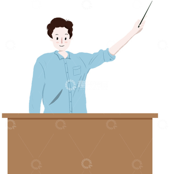 源文件下载【趣麦麦图】扁平风手绘男老师教室上课PNG元素