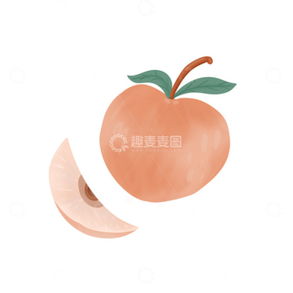 源文件下载【趣麦麦图】手绘水果水蜜桃插画