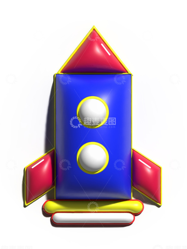 源文件下载【趣麦麦图】开学季配图3D卡通小火箭