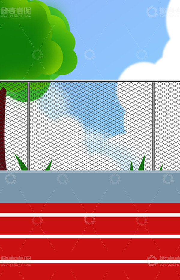 源文件下载【趣麦麦图】绿色小清新开学季学校操场跑道背景