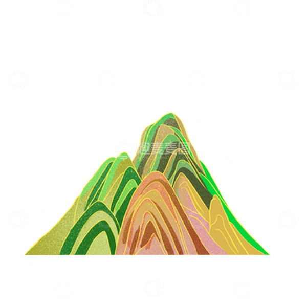 源文件下载【趣麦麦图】手绘国潮山陵山水山脉山峰山丘山元素