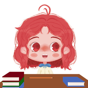 粉色可爱粉色头发的小女孩开学季手绘元素