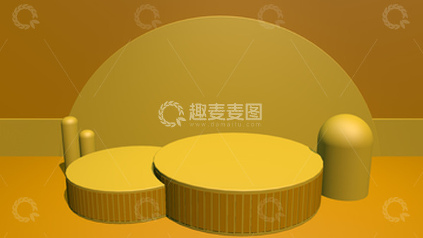 源文件下载【趣麦麦图】橙色c4d电商展台背景