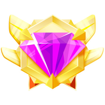金色紫钻简约勋章徽章插画