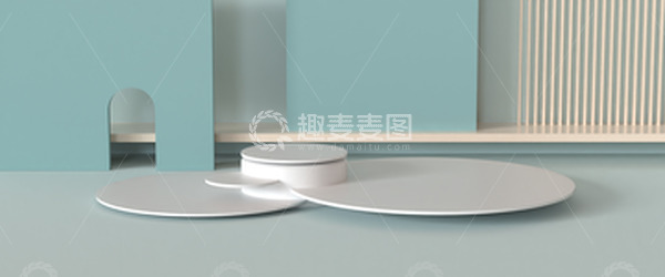 源文件下载【趣麦麦图】-蓝白色电商舞台背景