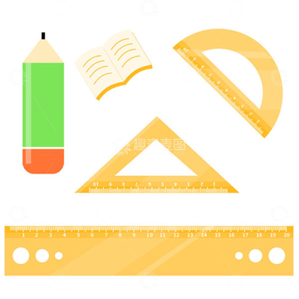 源文件下载【趣麦麦图】开学季教师节教育文具书本数学卡通扁平插画
