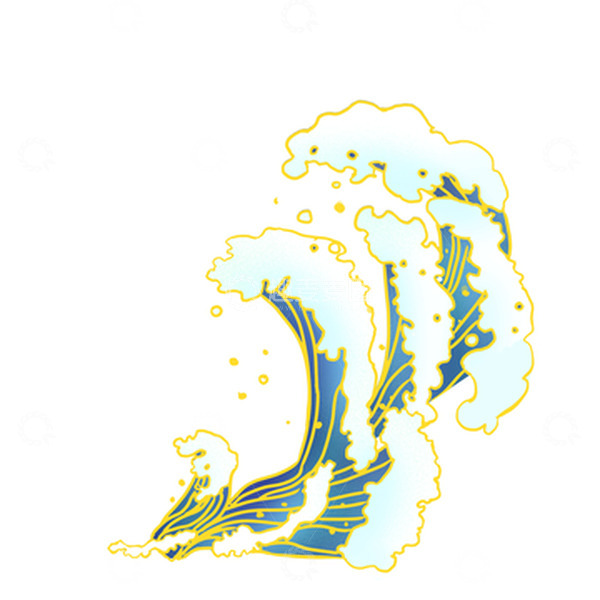 源文件下载【趣麦麦图】手绘国潮海浪波浪水花元素