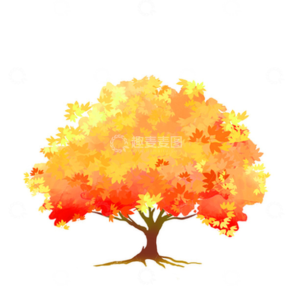 源文件下载【趣麦麦图】-手绘卡通树木枫树秋天元素