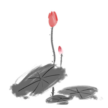 手绘水墨荷花莲花水墨元素