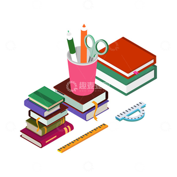 源文件下载【趣麦麦图】书籍文具笔筒尺寸学习用品