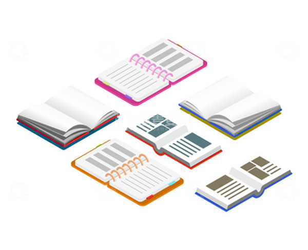 源文件下载【趣麦麦图】打开的书本书籍练习册学习用品文具