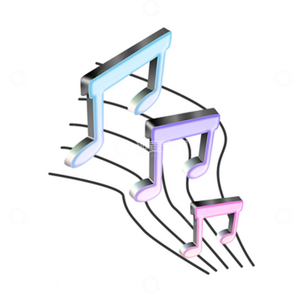 源文件下载【趣麦麦图】生动旋律舞动立体音符实体免抠素材