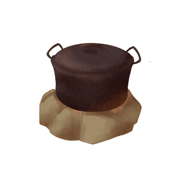 手绘古典铁锅免抠元素