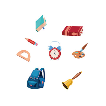 开学季学校学习用品元素