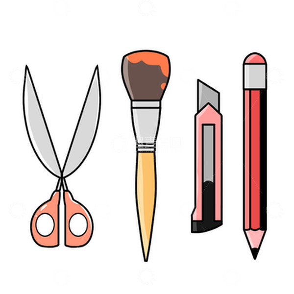 源文件下载【趣麦麦图】卡通开学文具