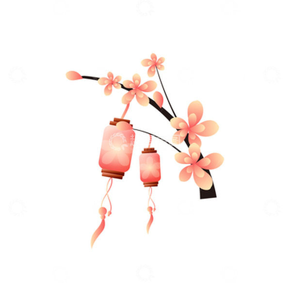源文件下载【趣麦麦图】矢量手绘中元节花朵灯笼装饰元素