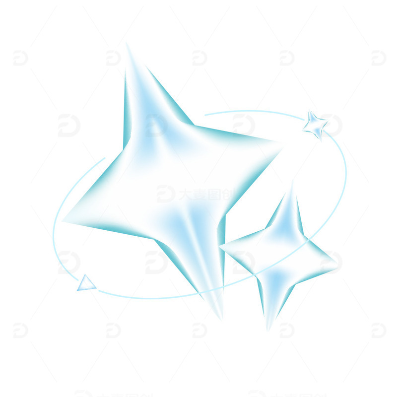源文件下载【趣麦麦图】小清新闪耀冰块星星装饰元素