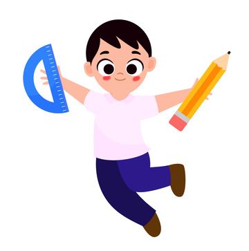 开学季主题快乐的男生插画元素