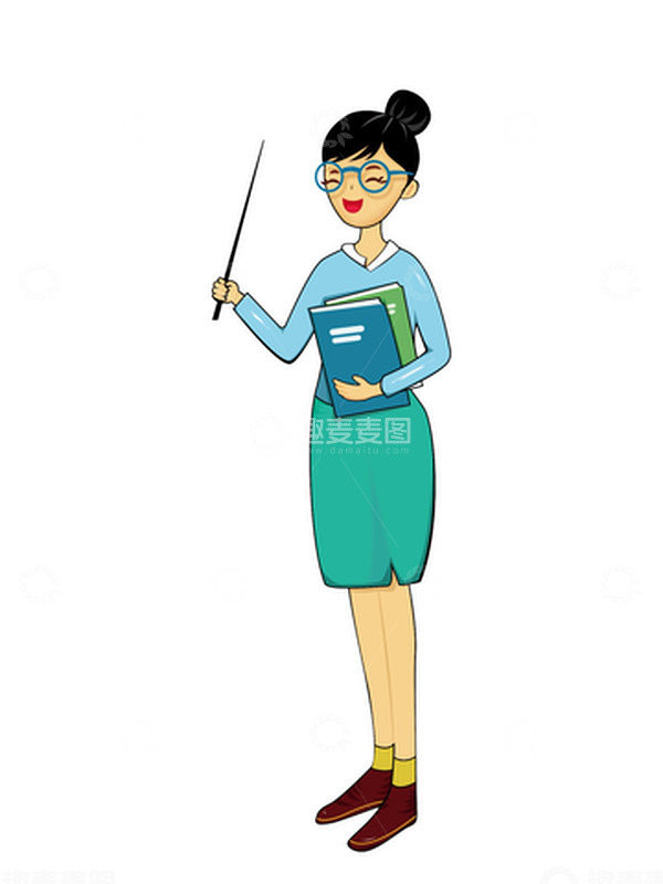 源文件下载【趣麦麦图】卡通老师教课图