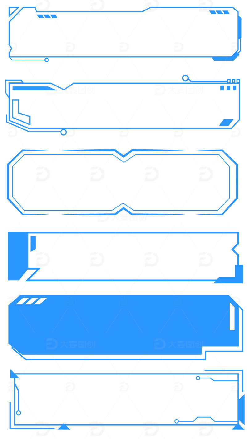 源文件下载【趣麦麦图】蓝色科技风边框背景元素