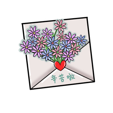 卡通信封感谢信谢谢手绘图