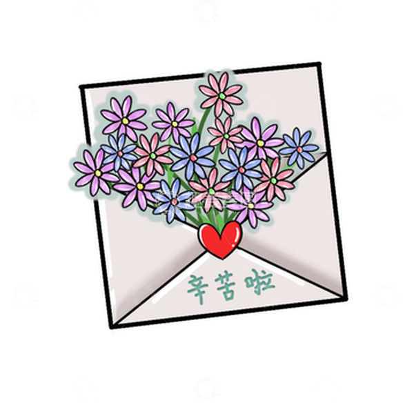 源文件下载【趣麦麦图】卡通信封感谢信谢谢手绘图