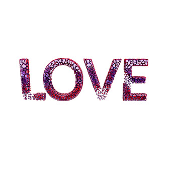 紫色英文字体love节日C4D