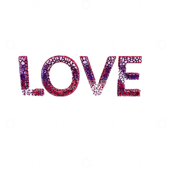 源文件下载【趣麦麦图】紫色英文字体love节日C4D