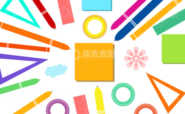 源文件下载【趣麦麦图】开学季彩色卡通文具背景