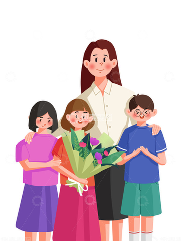 源文件下载【趣麦麦图】卡通开学季手绘教师和学生人物素材