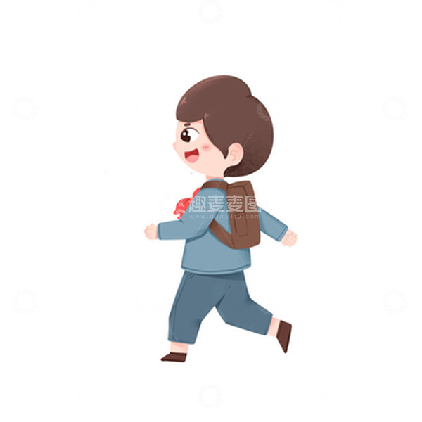 源文件下载【趣麦麦图】戴着红领巾去上学的小朋友
