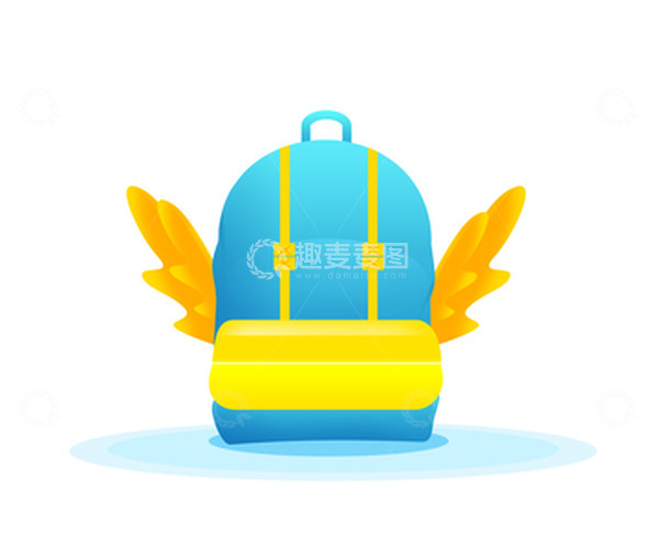 源文件下载【趣麦麦图】蓝色清新卡通书包开学季透明元素
