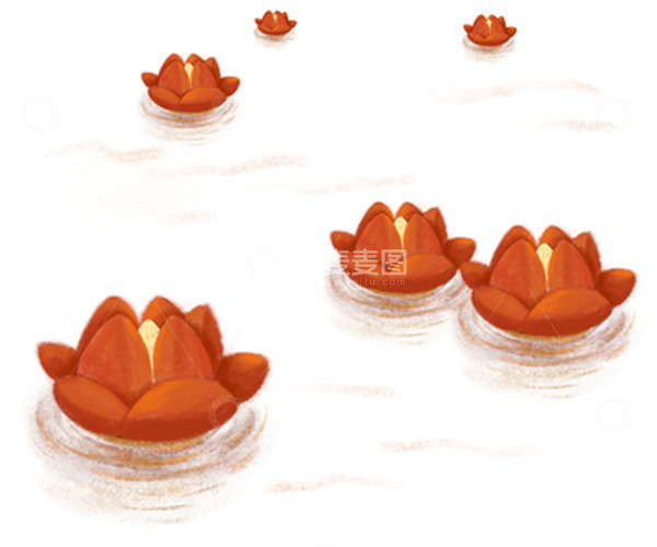 源文件下载【趣麦麦图】莲花灯河灯荷灯手绘祈福悼念祝祷