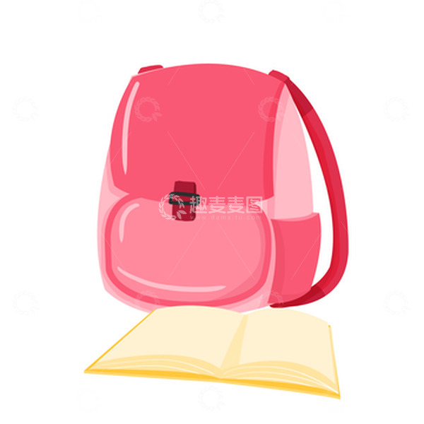 源文件下载【趣麦麦图】开学季粉色书包和书本元素
