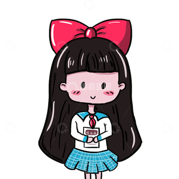源文件下载【趣麦麦图】卡通女学生小女生手绘图
