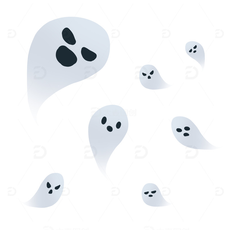 源文件下载【趣麦麦图】中元节鬼魂幽灵恐怖元素