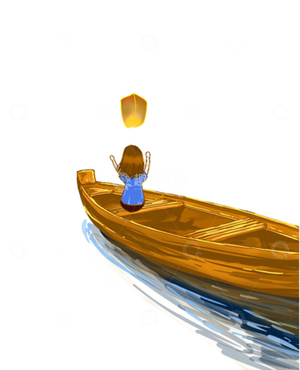 源文件下载【趣麦麦图】中元节做船放飞孔明灯