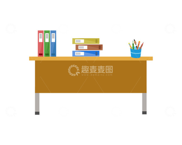 源文件下载【趣麦麦图】书桌教师讲台教案书本课件