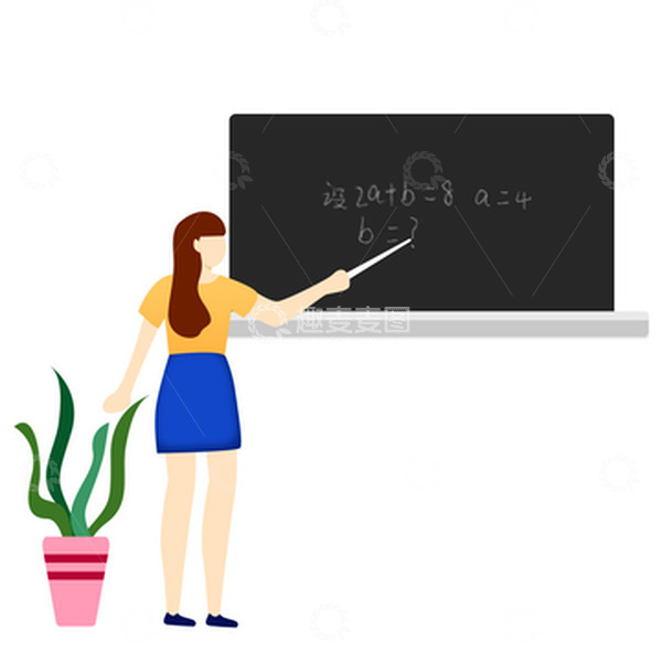 源文件下载【趣麦麦图】-扁平风格老师上课装饰元素