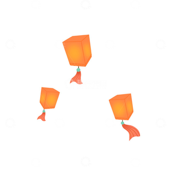 源文件下载【趣麦麦图】漂浮中元节飞翔漂浮孔明灯元素