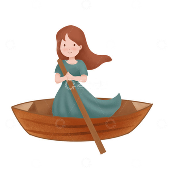 源文件下载【趣麦麦图】中元节划船放河灯矢量图