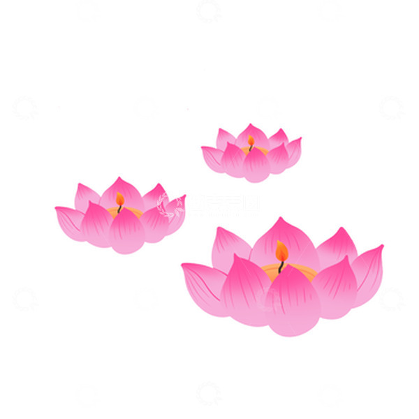 源文件下载【趣麦麦图】漂浮中元节粉色莲花灯元素