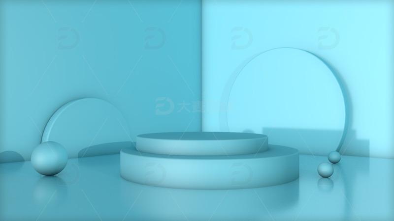 源文件下载【趣麦麦图】C4D 青色 背景 台子 建模 渲染