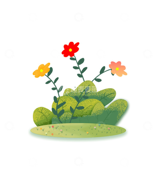 源文件下载【趣麦麦图】绿色小清新插画花朵素材