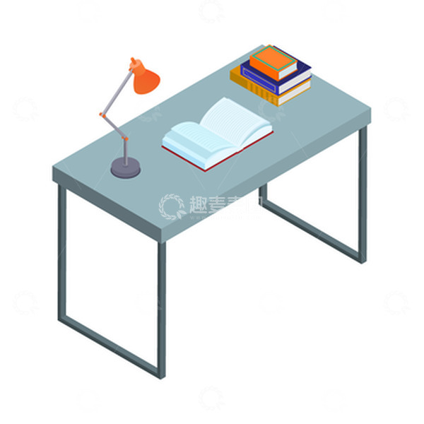 源文件下载【趣麦麦图】台灯书桌学习书本课桌
